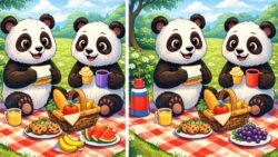 9-Second Visual Challenge: Spot the 3 Differences in the Panda Picnic Image