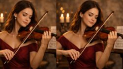 Spot the Difference Challenge: Find 3 Changes in the Violin Player Images in 14 Seconds